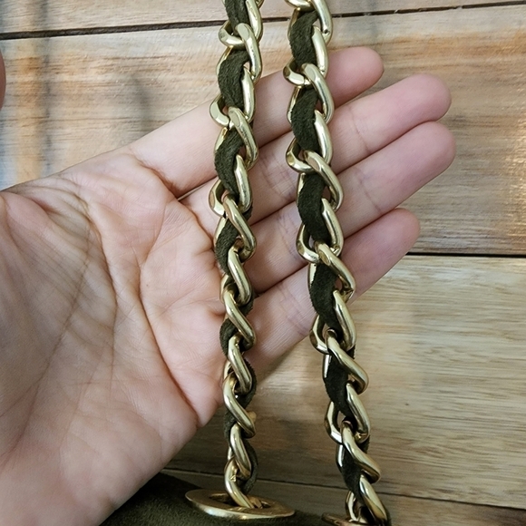 Zac Posen Americana Mini Crossbody Green Velvet Suede Chain - Picture 10 of 15